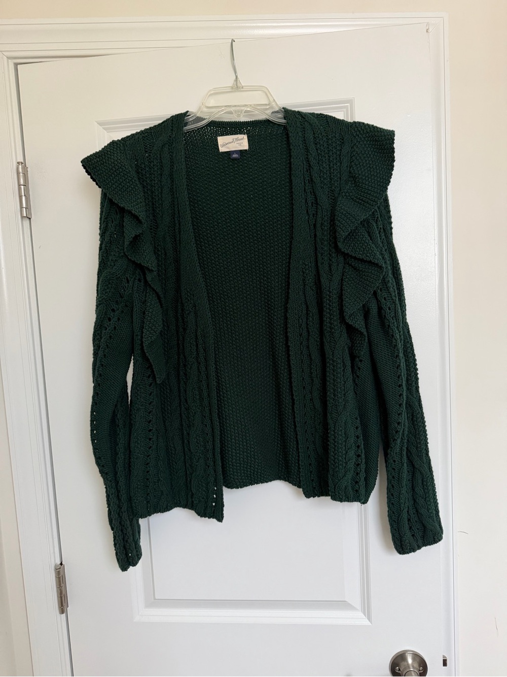 Universal Thread Dark Green Ruffle Cable Cardigan